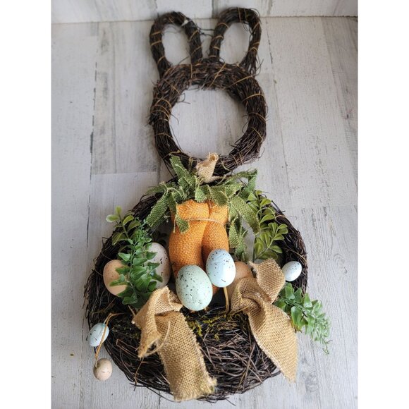 Easter Bunny shaped wreath unique hanging home decor egg‎ spring - Picture 1 of 6